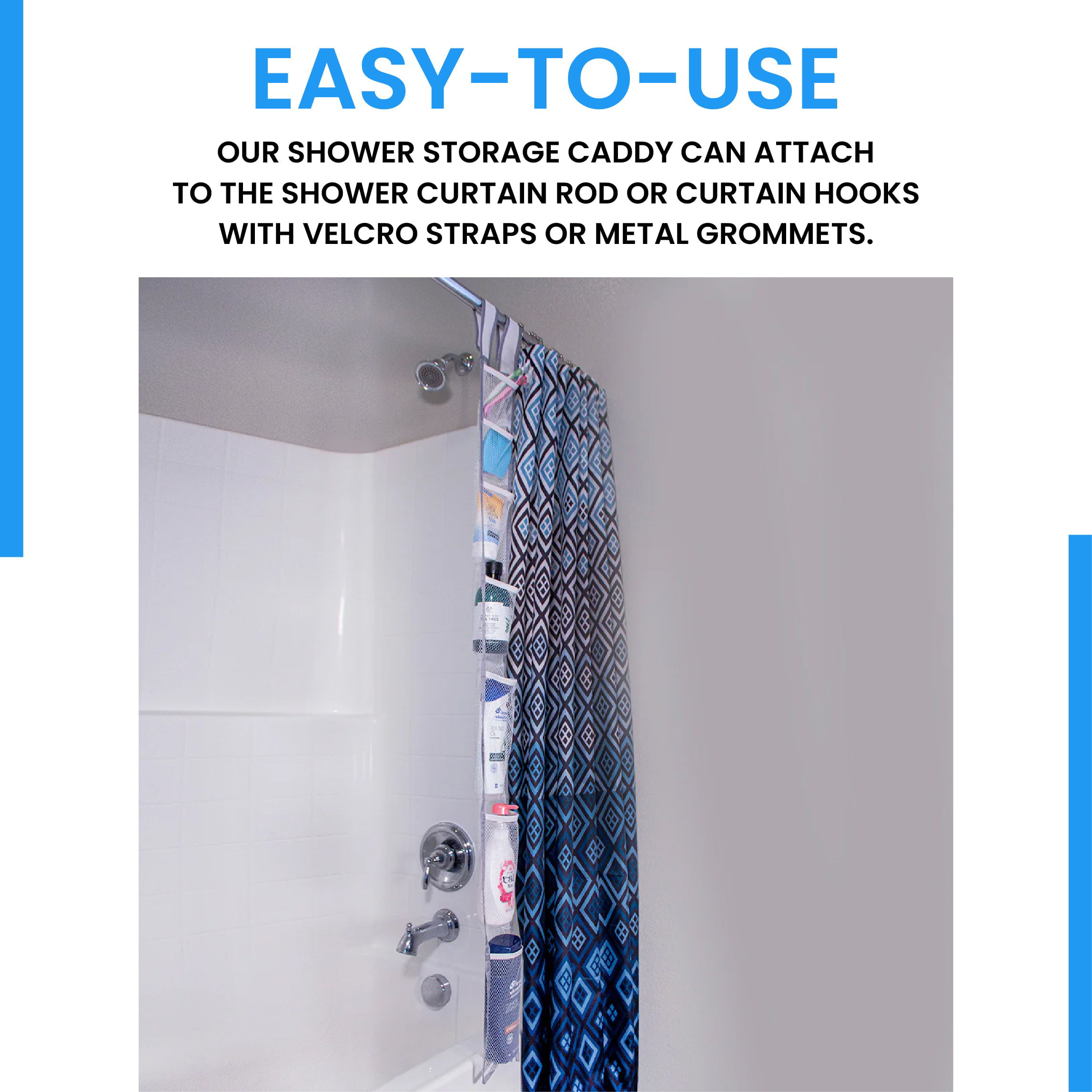 RTgenesis Hanging Mesh Shower Caddy Bath Organizer 7 Pockets Hang Shower  Curtain