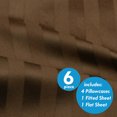thumbnail image 3 of Dobby Stripe Sheets - 6 Piece 1500 Supreme Collection Fine Brushed Microfiber Deep Pocket Sheet Set - Coffee, Full, 3 of 3