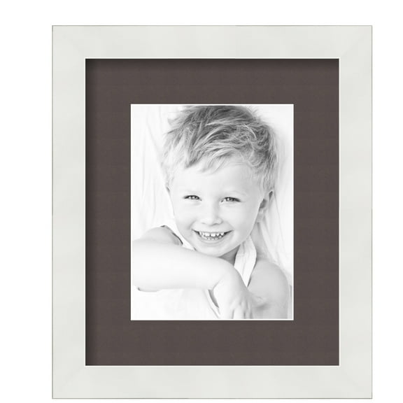 ArtToFrames 10x12" Matted Picture Frame with 6x8" Single Mat Photo Opening Framed in 1.25" Satin White Frame and 2" Chestnut Mat (FWM-3966-10x12)