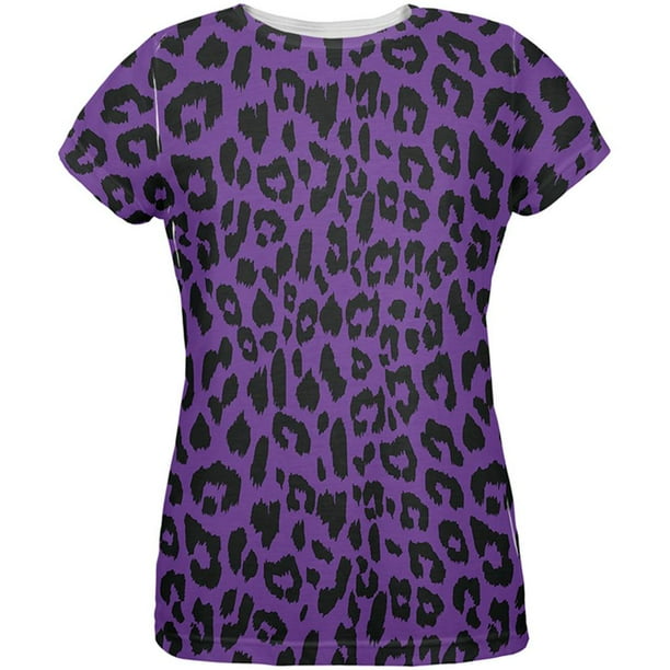 Purple Cheetah Print All Over Womens T-Shirt 