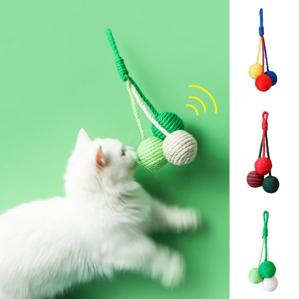 Cat Scratch Toy Builtin Rattling Stone Scratchresistant Pet Cat Hanging Sisal Scratching Ball