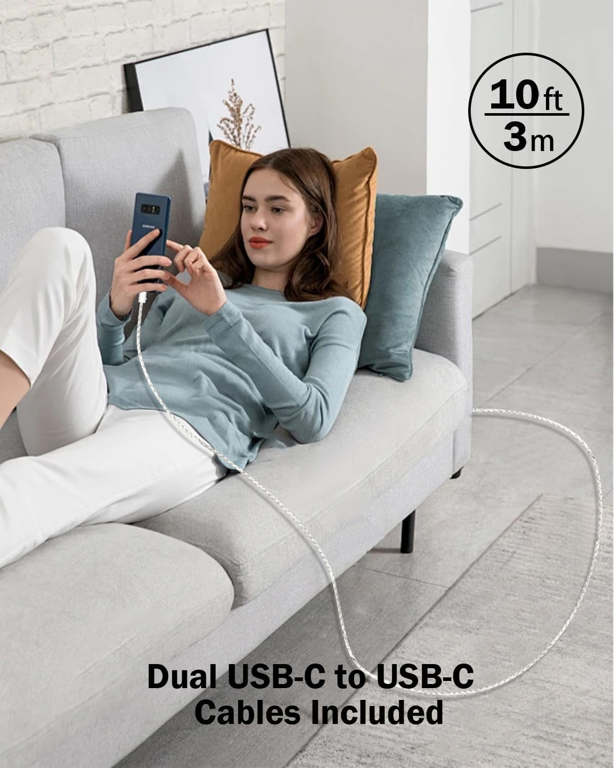 iPhone 17 16 15 Charger Fast Charging,2-Pack 40W GaN III USB C Charger Block & 60W [10ft Woven] USB C Cable, PD3.0 PPS for iPhone 17/16/15 Pro Max,Samsung Galaxy S25,iPad,MacBook,AirPods,Pixel,Switch