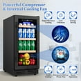 thumbnail image 2 of Nipus 15 Inch Beverage Refrigerator,130 Cans,With Basket And Reversible Hinge,Under Counter Beer Cooler with Glass Door,Black, 2 of 12