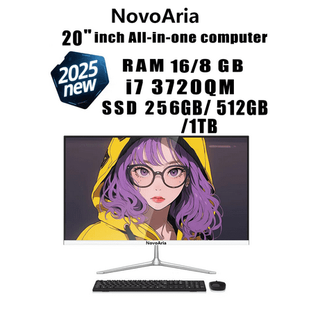 NovoAria20" All-in-One PC, Intel Core i7-3720QM, 8GB RAM, 1024GB SSD, Touchscreen, Windows 10 Home, White