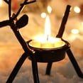 thumbnail image 3 of Paquete de 4 portavelas de Navidad de reno de hierro fundido, portavelas de té vintage negro, ramas de metal, decoración del hogar de mesa, 3 of 5