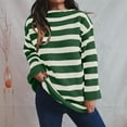 thumbnail image 7 of Qulqfy Green Sweaters for Women Pullover Striped Trendy Long Sleeve Chunky Knit Crew Neck Shirts Winter Sweaters for Women M, 7 of 7