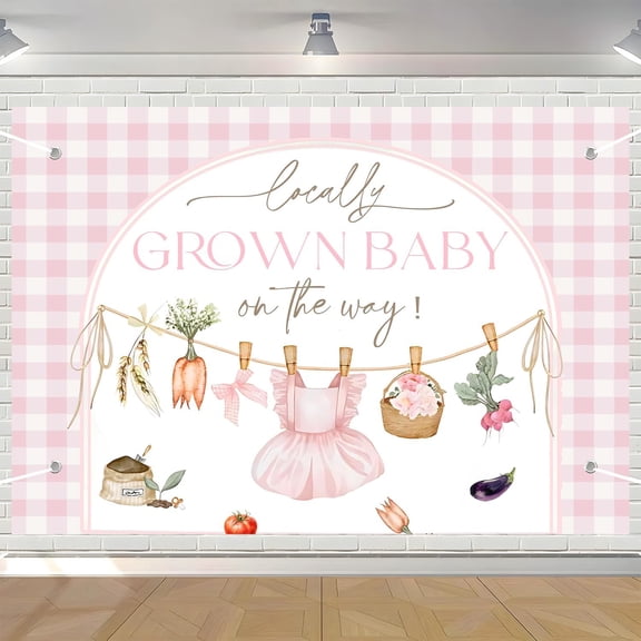 7x5FT Locally Grown Baby Shower Birthday Backdrop Locally Grown Baby On The Way Photography Background Baby Shower Party Decorations Banner Supplies Photo Booth Props