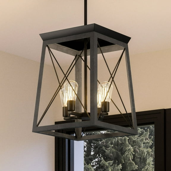 Luxury Industrial Chandelier, 21H x 15.5W, with Modern Farmhouse Style, Midnight Black, UHP3921 by Urban Ambiance