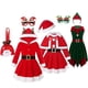 thumbnail image 2 of Disfraz con capucha de alce de Navidad para niñas pequeñas, vestido de princesa de manga larga de Papá Noel rojo con cinturón y sombrero, chal, trajes de Navidad, 2 of 4