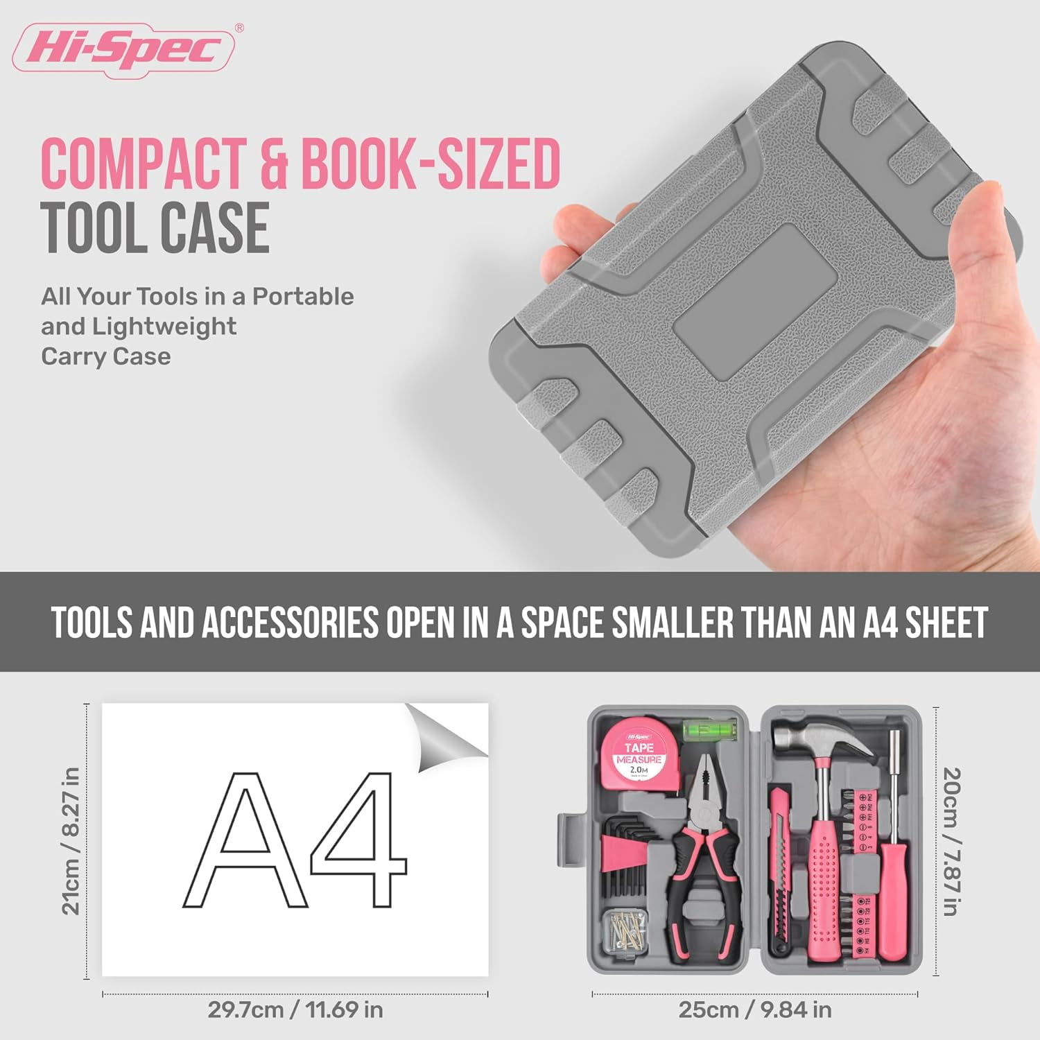 RGHJAR-Tool Set 25pc Pink Household DIY Tool Kit for Women. Small Mini Tool Box Set of Starter Basic Ladies Tools