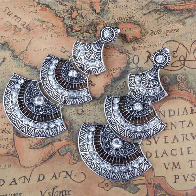 Pendientes colgantes de cristal de flor de joyería Vintage bohemio para mujer Hugo Pendientes