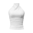 thumbnail image 5 of WEIGFI Women'S Vest Undershirts Basic Sleeveless Open Back Stretch Halter Neck Solid Color Summer Casual Wear Comfort Trendy Street Tops,White,S, 5 of 6