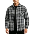 thumbnail image 5 of Men's Plaid Button Down Long Sleeve Casual Shirt With Pockets Turndown Collar Oversized Fit Polyester Sport Shirt Top for Fishing Hiking Camping Outfits | JASKFLY,Black L, 5 of 6