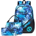 thumbnail image 4 of Mochila Con Diseño De Grafiti Luminoso De 3 Uds, Mochila De Viaje Preppy Grande Con Bolsa Para El Almuerzo Y Estuche Para Lápices, 4 of 4