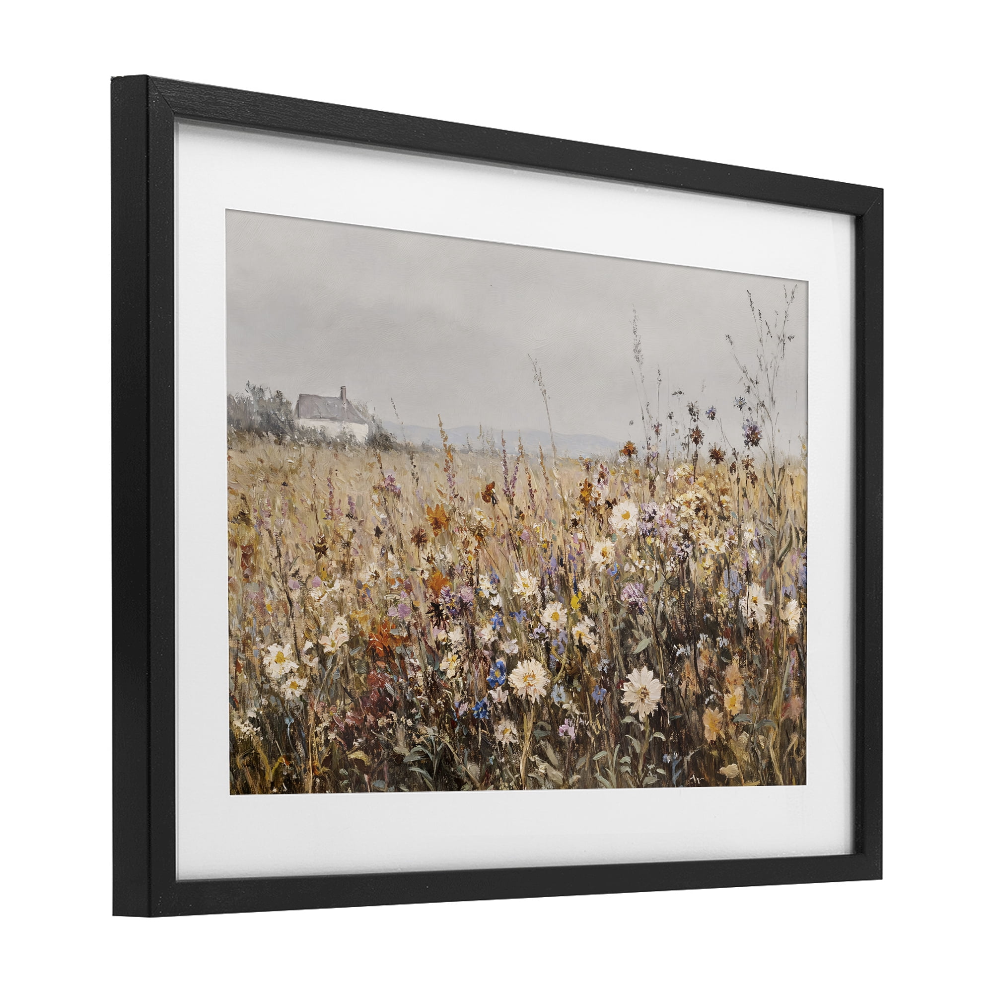 Stupell Industries Quaint Cottage Meadow Black Framed Print Under Glass, design by Jacky Ngan