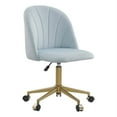 thumbnail image 2 of Linon Alyssa Upholstered Adjustable Swivel Desk Chair Gold Legs in Light Blue, 2 of 18