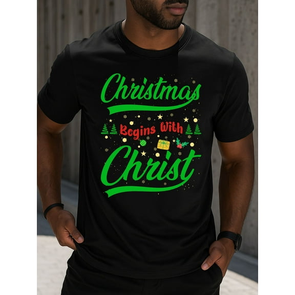 Christmas Begins Christmas t-shirts funny t shirts men's 180G 100% Cotton black Summer wear, retro style, comfortable fit, printed T-shirts, street-style couples' wear Spring and summer outdoor wear