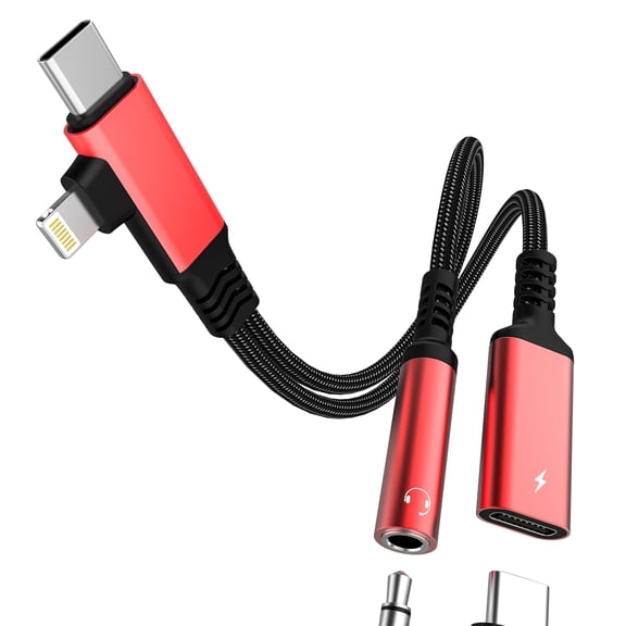 USB C to 3.5mm Headphone Jack Adapter Lightning AUX Audio Cable Charger Splitter for Apple for iPhone 17 16 15 14 for ipad Compatible for Samsung S26 S25 Earphone Connector Android Charging Converter