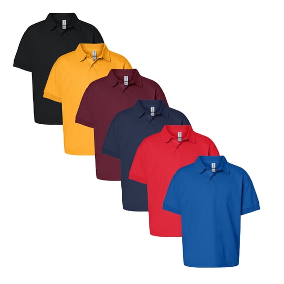 Gildan - DryBlend Youth Jersey Polo - 8800B: Bulk Assorted Mix Color Polo Shirt Tee - Perfect for Active Youth with Comfort and Style - Pack Of 6 | XL Size