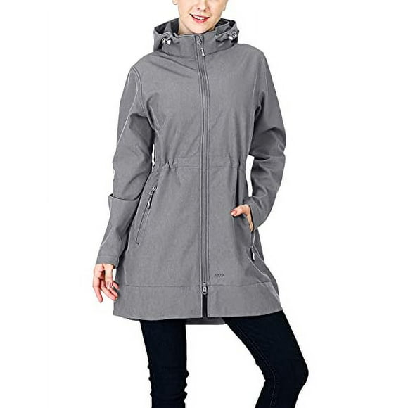 33,000Ft Women\'S Waterproof Softshell Long Rain Jacket With Hood Fleece Lined Windproof Windbreaker