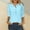 Blue, variant on Royisotas Plus Size Womens Tops Button 3/4 Sleeve Casual Dark Blue Solid Color V-Neck Shirts for Women