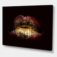 thumbnail image 3 of Designart ' Sexy Golden Metallized Woman Lips IV ' Modern Canvas Wall Art Print, 3 of 4