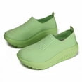 thumbnail image 7 of Platform Sneakers for Women Casual Knitted Low Top Walking Shoes Lightweight Soft Sole Slip on Loafers Antislip Workout Gym Athletic Shoes Green Size 8.5, 7 of 7