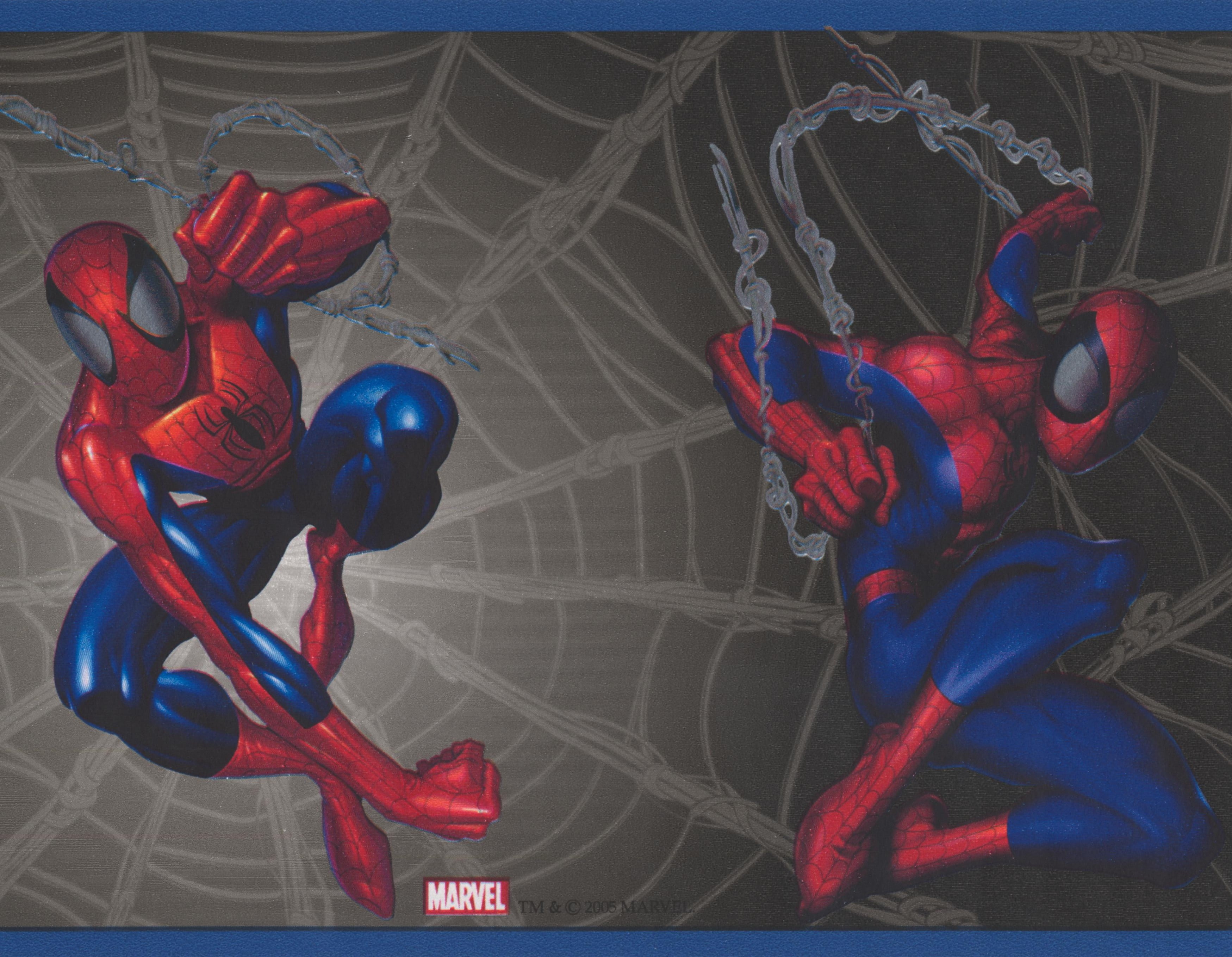 Spiderman on  Black Marvel Comics Wallpaper Border for Kids, Roll 15
