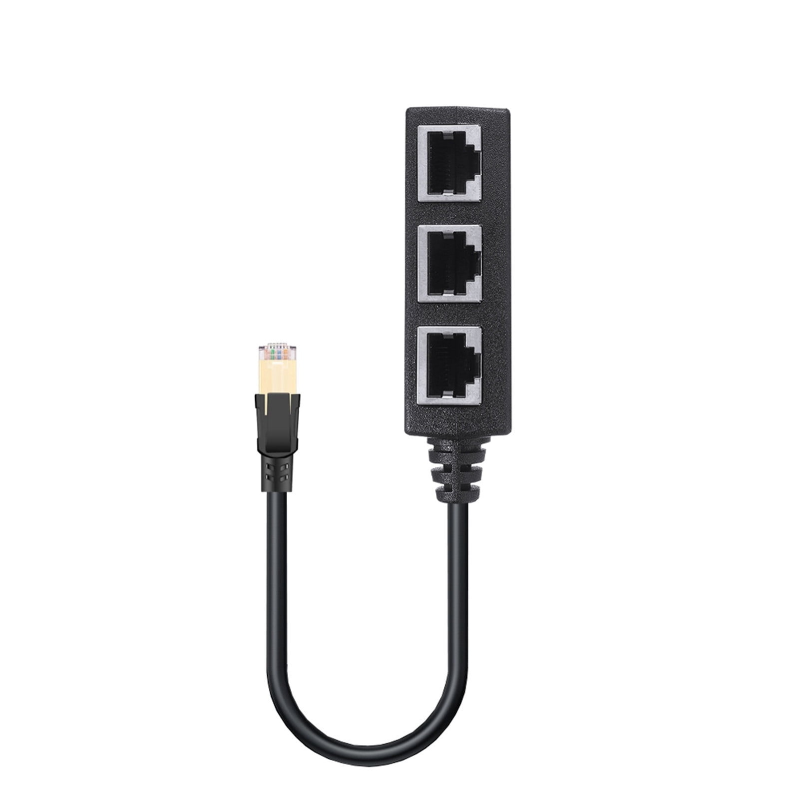1Pcs Ethernet Splitter - RJ45 1 to 3 Port Connector for Internet Cable, Gigabit Speed, Wide Compatibilities with Cat5/5e/6/7/8, Standard 8P8C for Home Office, Network Extension, Black