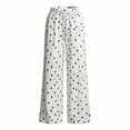 thumbnail image 6 of MVRLSH Women's Wide Leg Pants Gradient Elastic Waist Nine Inch Loose Trousers Decorated With Button Side Pocket Details Stretch Dress Casual Flowy Palazzo Pants White - XL, 6 of 6