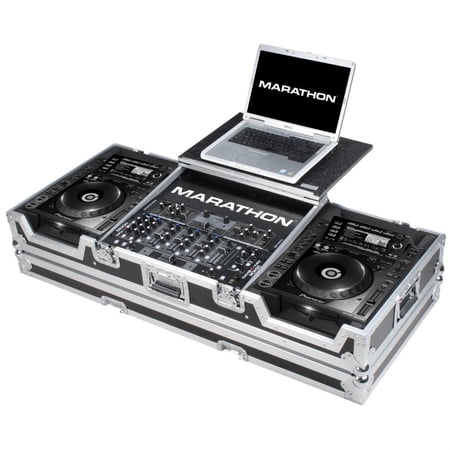 UPC: 0111311008699 | Coffin holds 2 x LARGE FORMAT CD Players: Pioneer CDJ-2000 + 12 MIXER & Laptop Shelf with low profile wheels