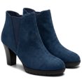 thumbnail image 4 of BLISSFUL STEP Women's Ankle Boots Chelsea Platform Chunky Heel Round Toe Faux Suede Boots Navy Blue 8, 4 of 7