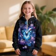 thumbnail image 2 of Pzuqiu Blue Butterfly Boy's Hooded Sweatshirts Unique Design Comfortable Long Sleeve Kids Warm Fleece Fall Outfits Fashion Clothing Casual Clothes for Boys 8-9, 2 of 7