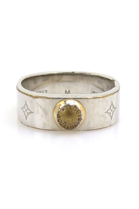 Pre-Owned Louis Vuitton Nanogram Metal Ring in Silver and Gold, Men's Women's, M00217, 1, Free...