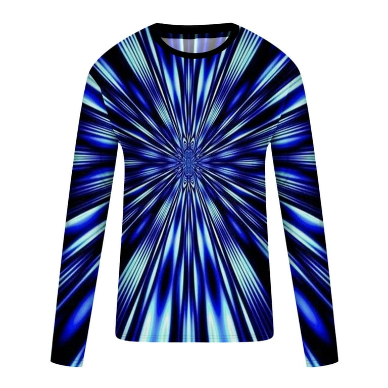 jsaierl Long Sleeve Shirts for Men 3D Optical Illusion Graphic Tee