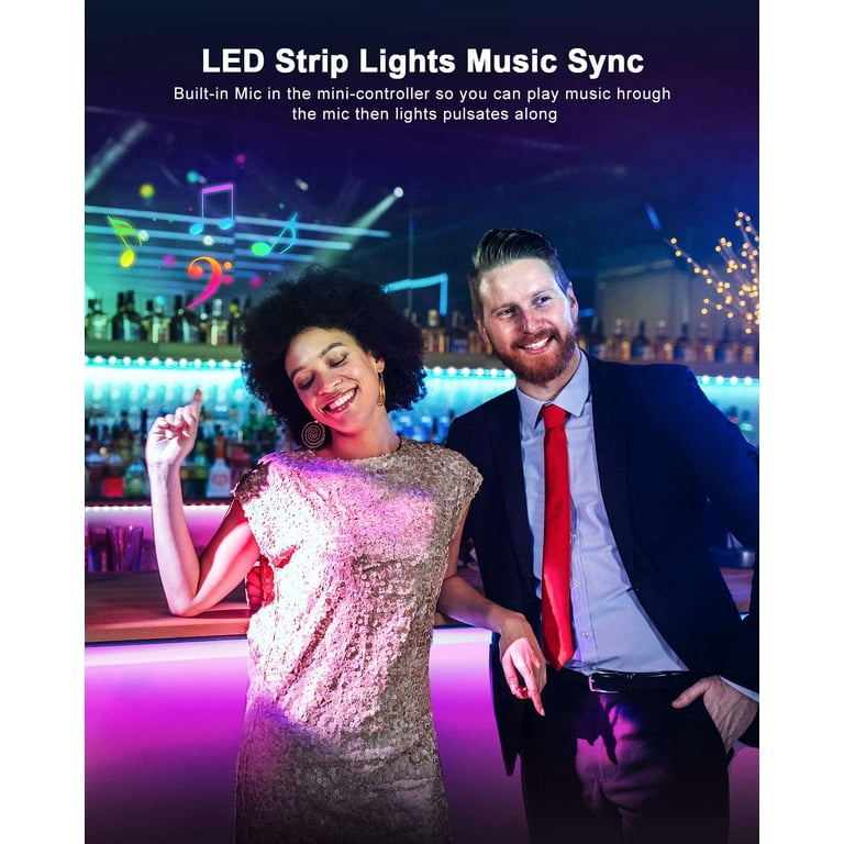 100ft Led Strip Lights,Long Smart Led Light Strips Music Sync 5050 RGB  Color Changing Rope Lights,Bluetooth APP/IR Remote/Switch Box Control Led