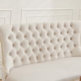 thumbnail image 4 of GZXS 45.6" Banquette Dining Bench, Beige Velvet Upholstered Loveseat Small 2-Seat Settee Couch with Nailhead Trim and Tufted Back, Gold-Plated Stainless Steel Legs, for Living Area and Small Space, 4 of 10
