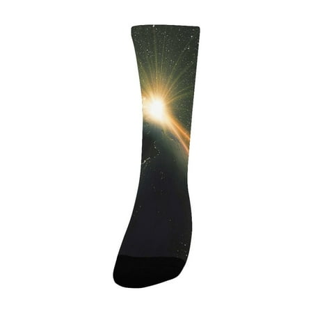 

Galaxy Sunrise View of the Planet Earth from Space with Stars in Milky Way Outer Space Arts Print Bl Women s Custom Socks (Made In USA)