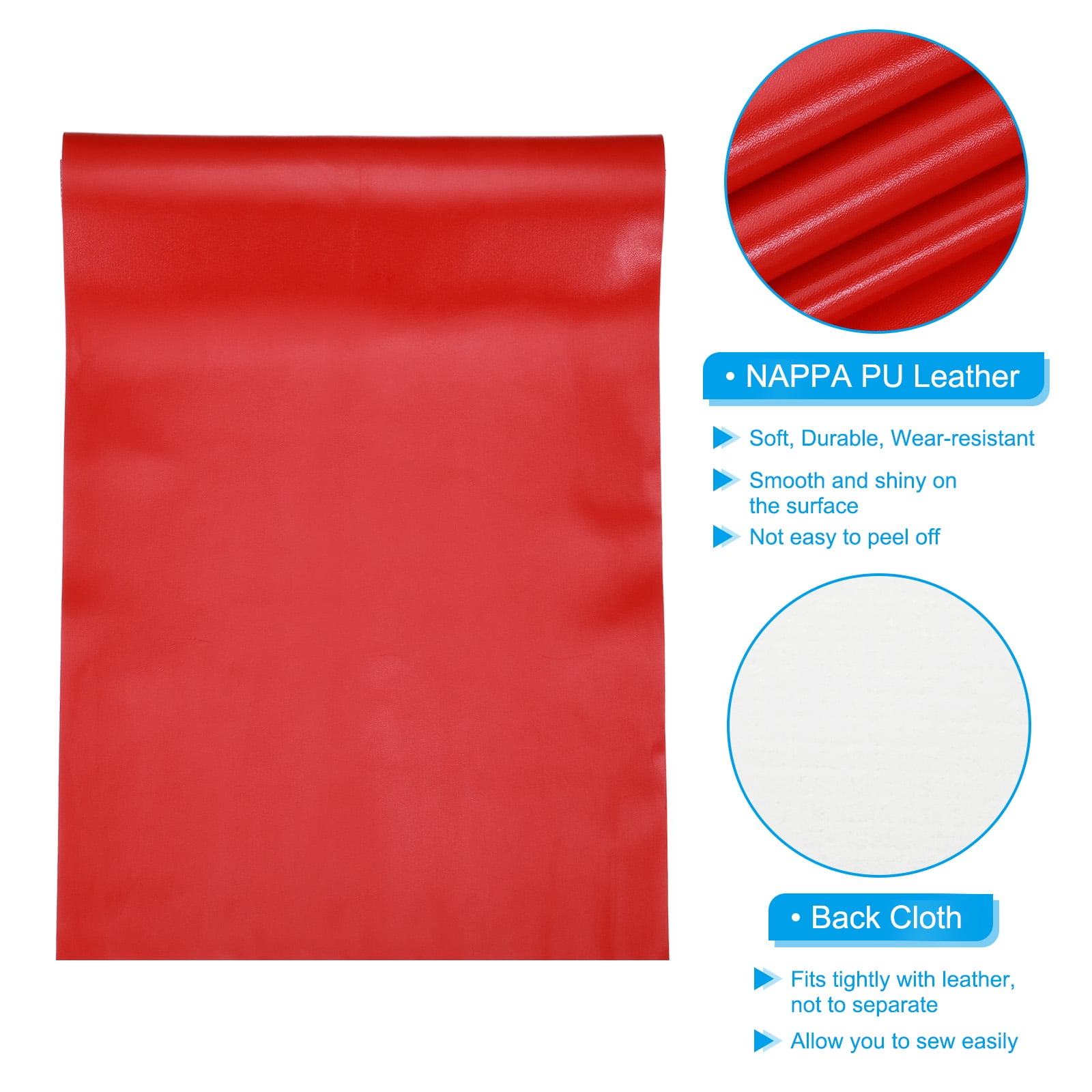 40x17 Inch Imitation Leather Book Cloth, Soft Colored Faux Goat Grain Leather Sheets, Coffee/Red/Dark Gray/Black