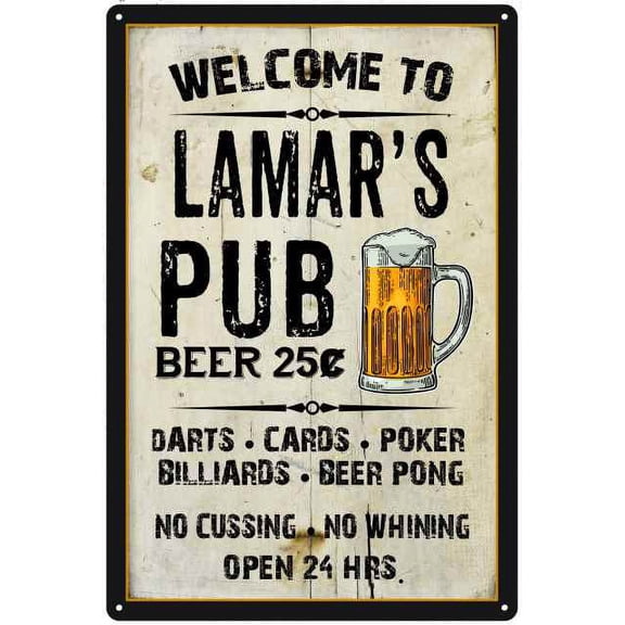 LAMAR'S Pub Sign Vintage Man Cave Bar Wall Decor Gift 8x12 Metal 208120028465