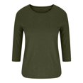 thumbnail image 6 of bnaln Womens Tops Casual 3/4 Sleeve T-Shirts Round Neck Corduroy Shirts Tunic Tops Basic Tees Blouses Loose Fit Pullover Trendy Dressy Blouse Spring Summer Shirts Blouses Going Out Tops, 6 of 6