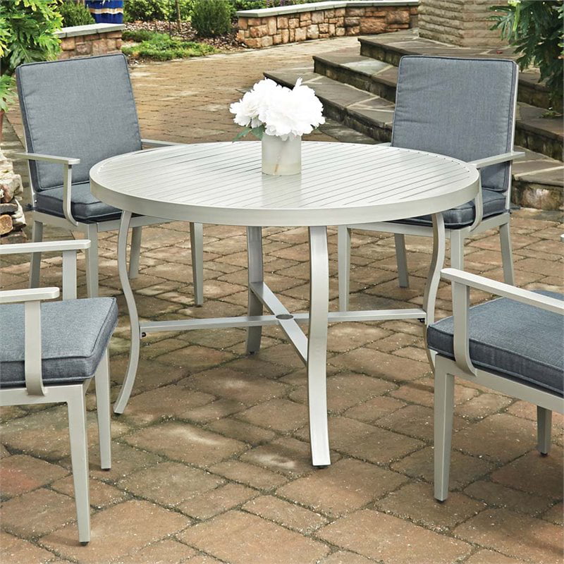 Pemberly Row 48.5" Round Patio Dining Table in Gray - Walmart.com