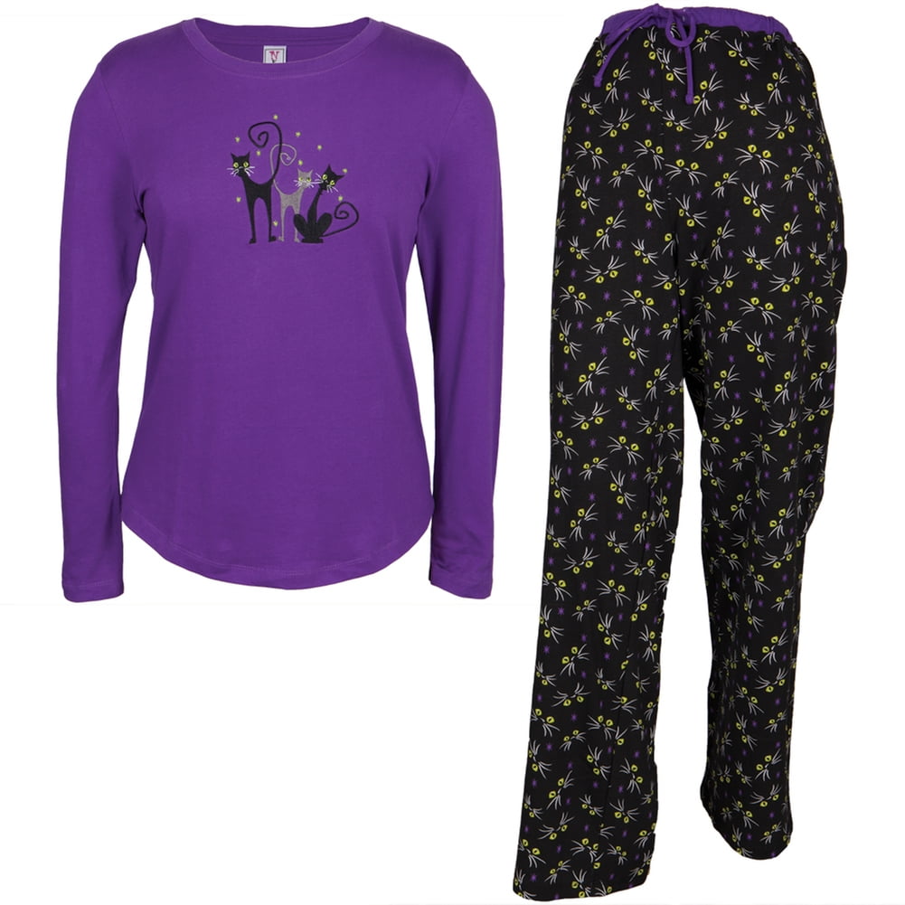 Womens Feline Sleepy Pajamas Midnight Feline Catty Women's Sleep Set