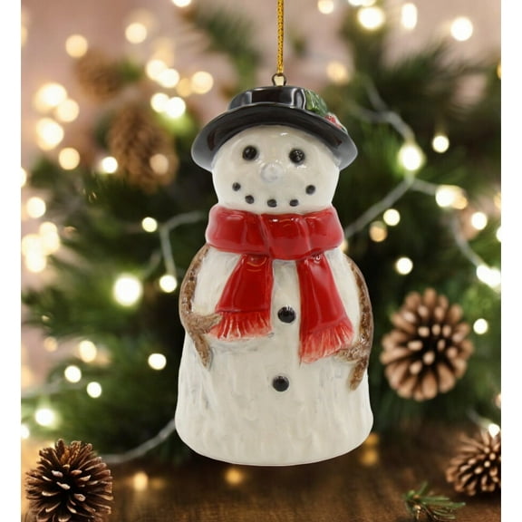 Ceramic Snowman Ornament, Christmas Tree Decor