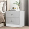 thumbnail image 1 of LXingStore 2 Door Wardrobe Cabinet Set, Wood Nightstand, Chest of 5 Drawers Cabinet, High Glossy Gray Finish, 1 of 17