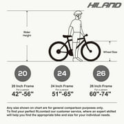 Hiland Fat Tire Bike, Shimano 7-Speed, Dual-Disc Brakes, 24 inch Trail Mountain Bike, Silver