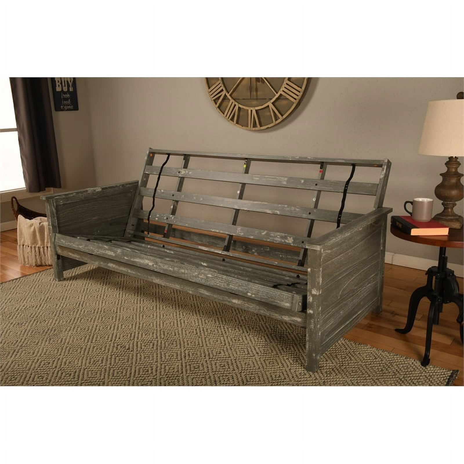 Kodiak Furniture Lexington Futon in Weathered Gray w/ Takara Rain Green Mattress