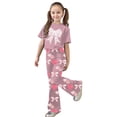 thumbnail image 4 of Girls Valentine's Day Micro Flared Pants Set With Leopard Print Short Sleeve Bow Micro Flared Pants Pink 9 Y-10 Y, 4 of 4