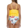 thumbnail image 5 of Ponceau Women's Tankini Swimsuits Two Piece High Waisted Bathing Suit for Women Best Tummy Control Swimwear Yellow Red Flower L, 5 of 5