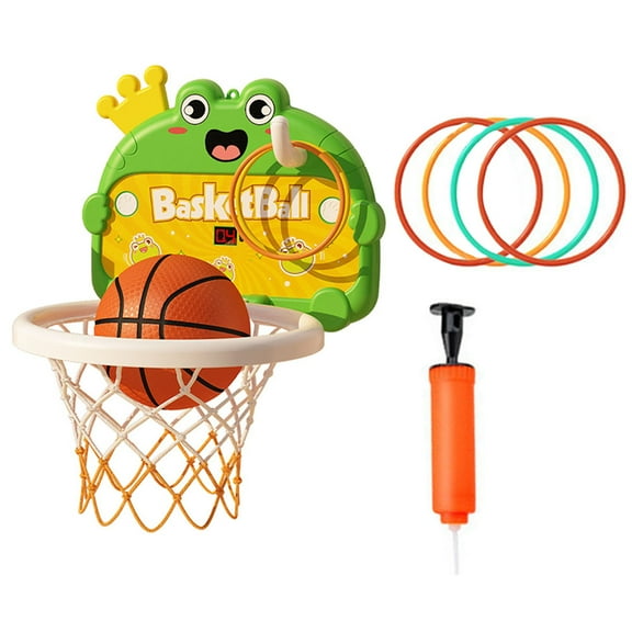 LABSERRON Wall Basketball Hoop 1 Set Adjustable Height Plastic Green for Kids Indoor Play